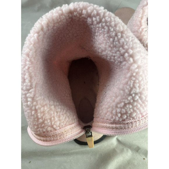 Lands End Pink Suede Winter Boots Fleece Lined Mid Calf Size 8.5 B Zip Closure - Picture 6 of 9